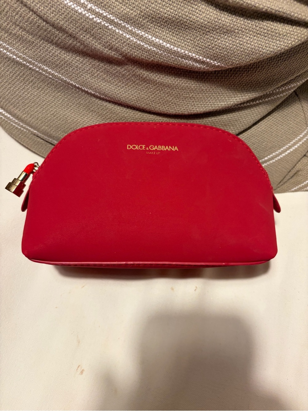 Dolce & Gabbana Red Makeup Pouch with Gold Logo